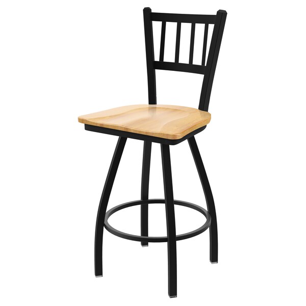 Holland Bar Stool Co. 36" Swivel Bar Stool, Black Wrinkle, Nat Maple Seat 81036BWNatMpl
